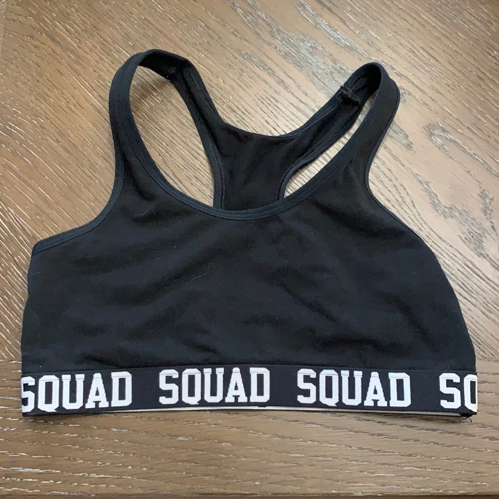 SO solid black razorback stretch sports bra Size M